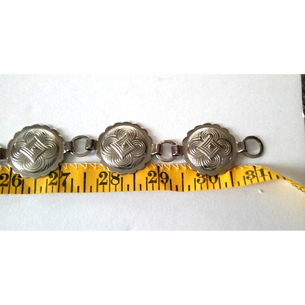 Western concho silver tone linked Southwestern boho belt Vtg - Picture 4 of 4